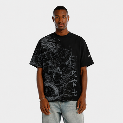 Camiseta Oversize Dragón Blanco
