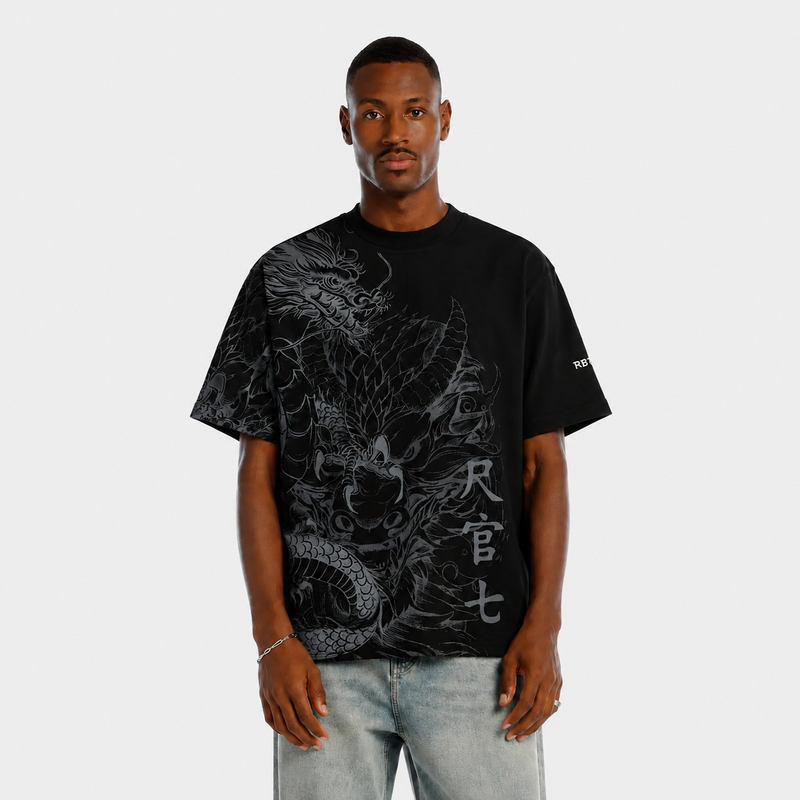 Camiseta Oversize Dragón Blanco