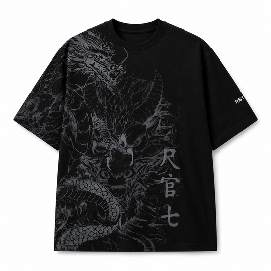 Camiseta Oversize Dragón Blanco