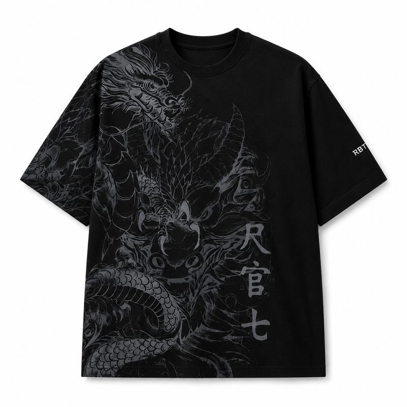 Camiseta Oversize Dragón Blanco
